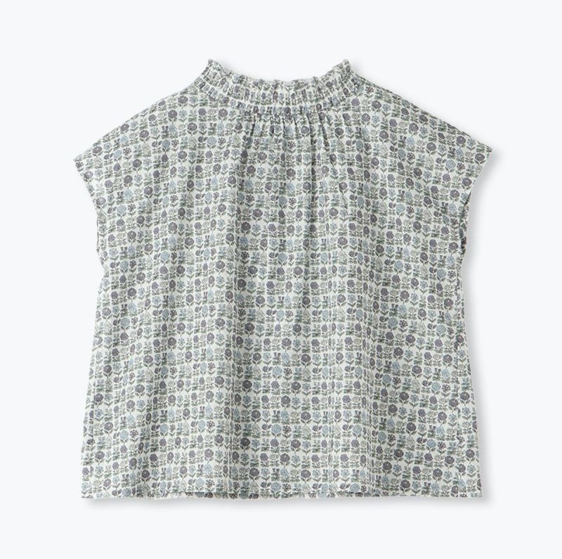 sosotto LIBERTY PRINT2WAYゴムシャーリングフレンチブラウス/CH04【日本製】